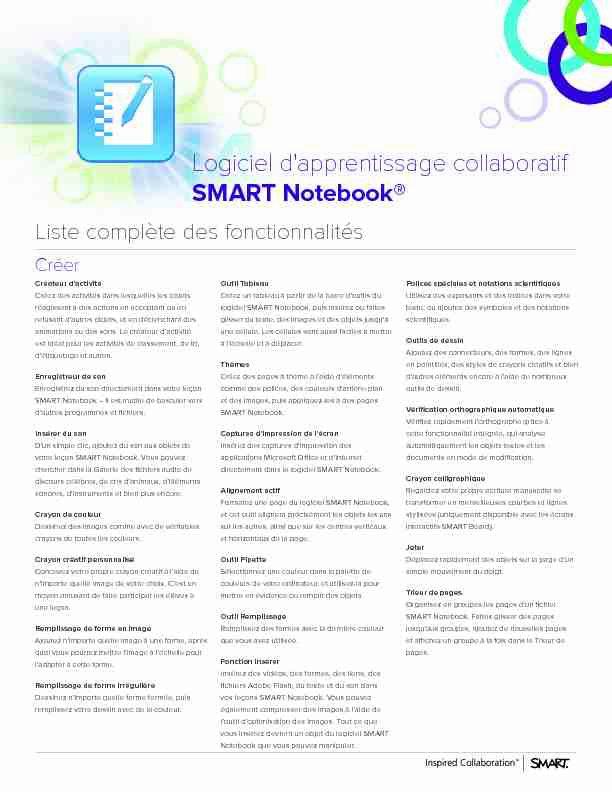 Logiciel dapprentissage collaboratif SMART Notebook®