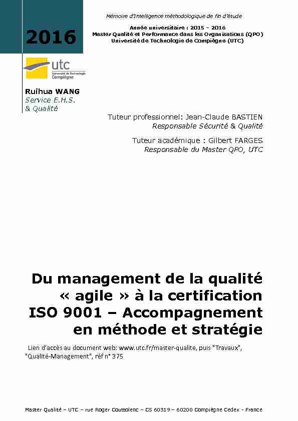 Du management de la qualité « agile » à la certification ISO 9001