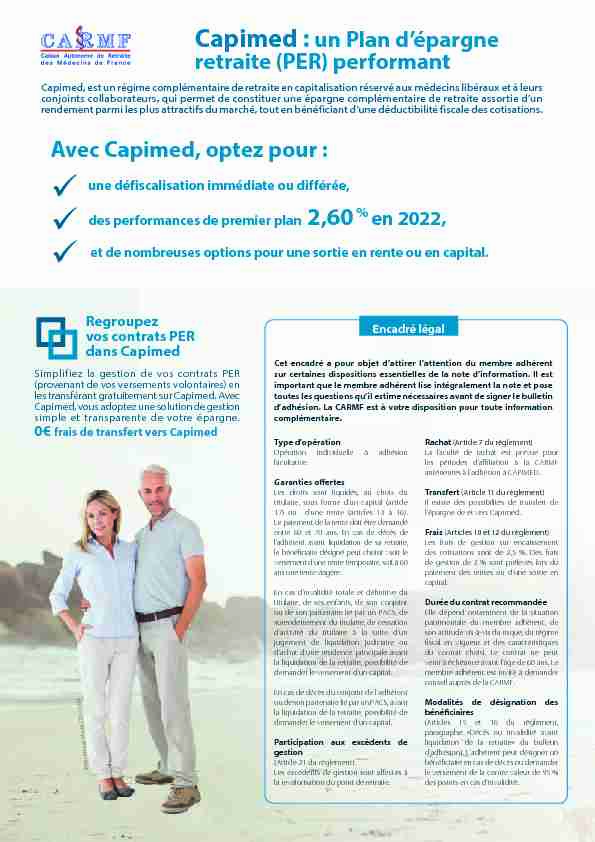 CAPIMED / PER - Dossier dadhésion 2022