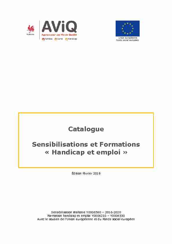 Catalogue Sensibilisations et Formations « Handicap et emploi »