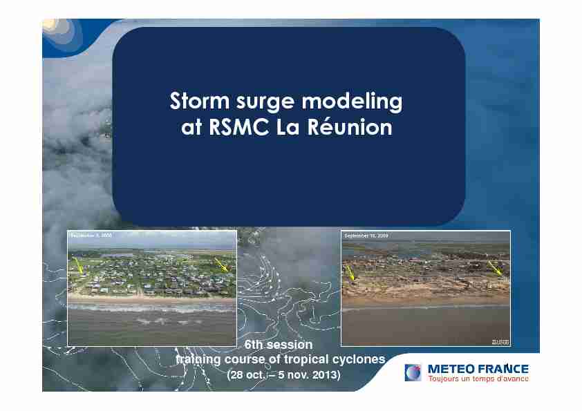 Storm surge modeling at RSMC La Réunion Cliquez pour modifier