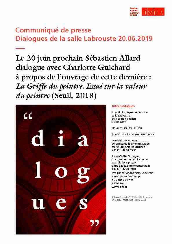 Le 20 juin prochain Sébastien Allard dialogue avec Charlotte