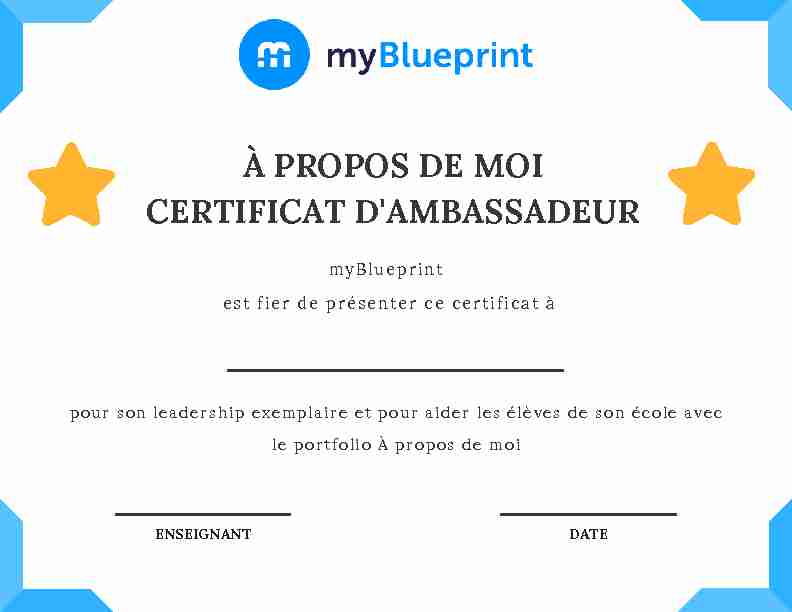 Certificat dambassadeur - portfolio À propos de moi (signature d