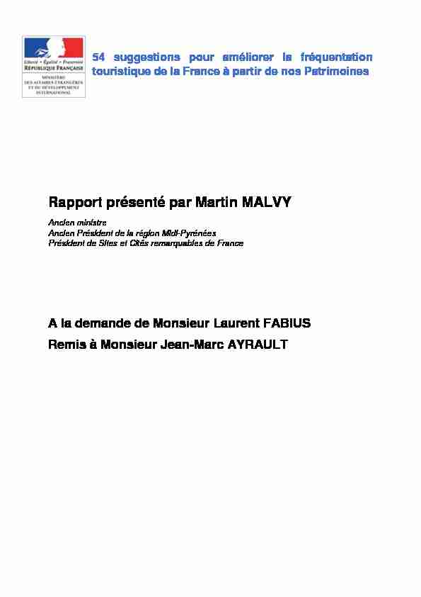 Rapport présenté par Martin MALVY