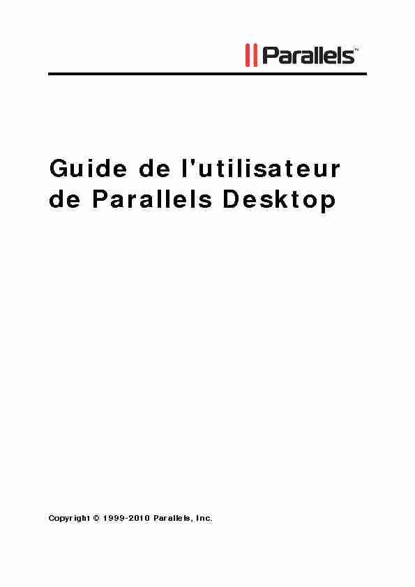 Guide de lutilisateur de Parallels Desktop