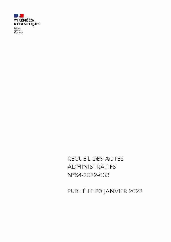 RECUEIL DES ACTES ADMINISTRATIFS N°64-2022-033 PUBLIÉ