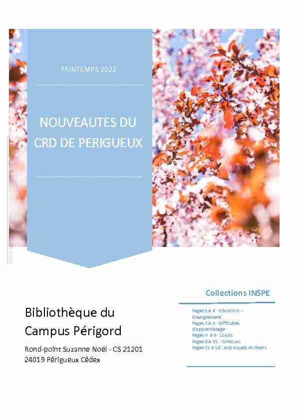 Bibliothèque du Campus Périgord NOUVEAUTES DU CRD DE