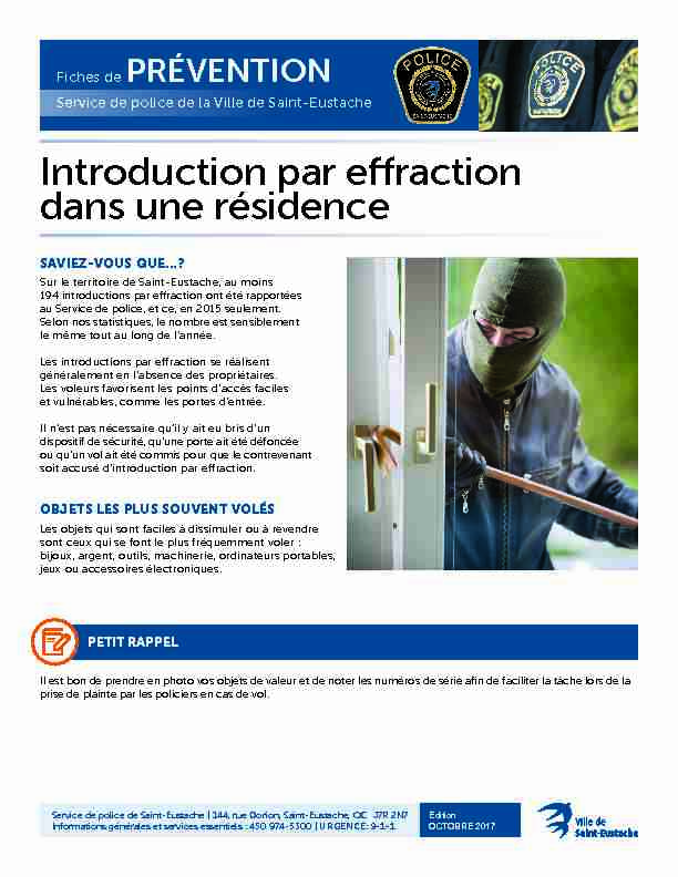 [PDF] Introduction par effraction dans une résidence - Ville de Saint