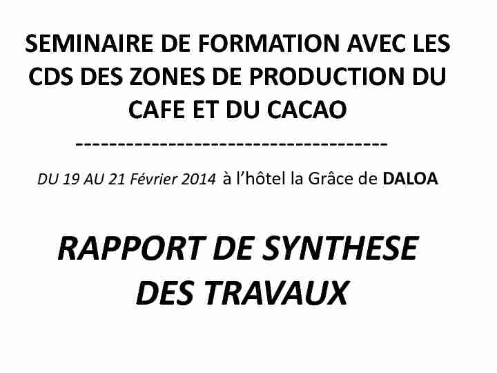 [PDF] synthese des travaux(pdf) - Le Conseil du Café-Cacao