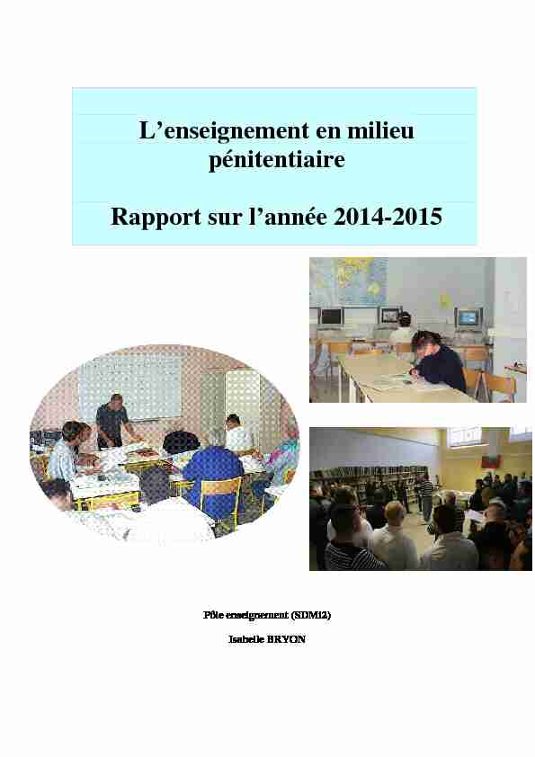 Lenseignement en milieu pénitentiaire Rapport sur lannée 2014