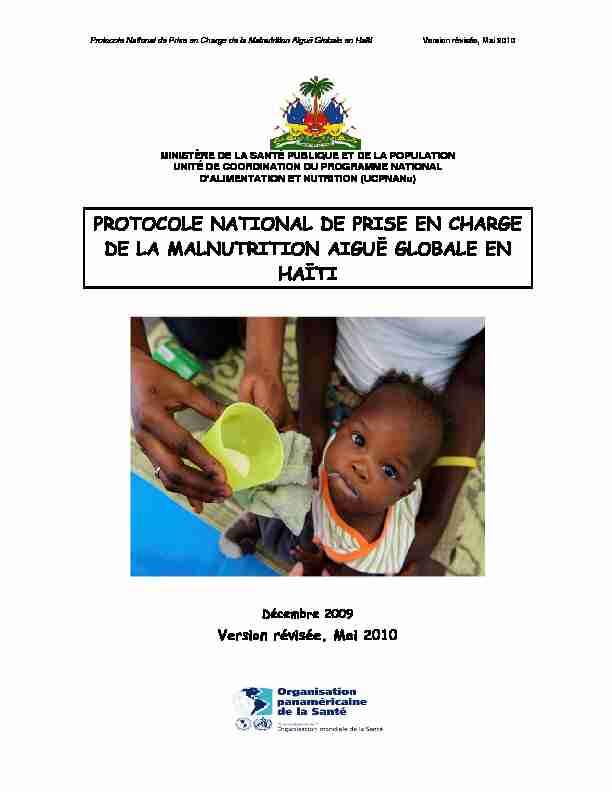 protocole national de prise en charge de la malnutrition aiguë
