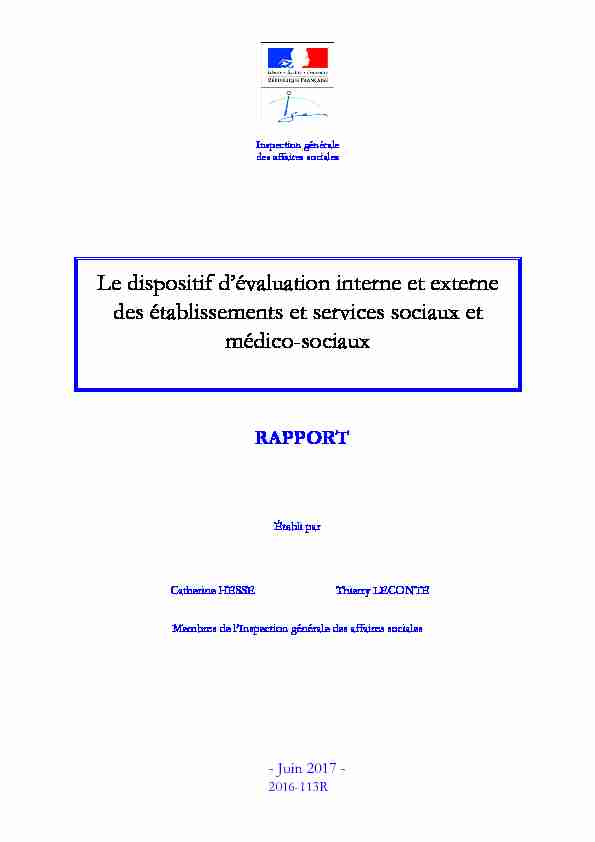 [PDF] Le dispositif dévaluation interne et externe des établissements et