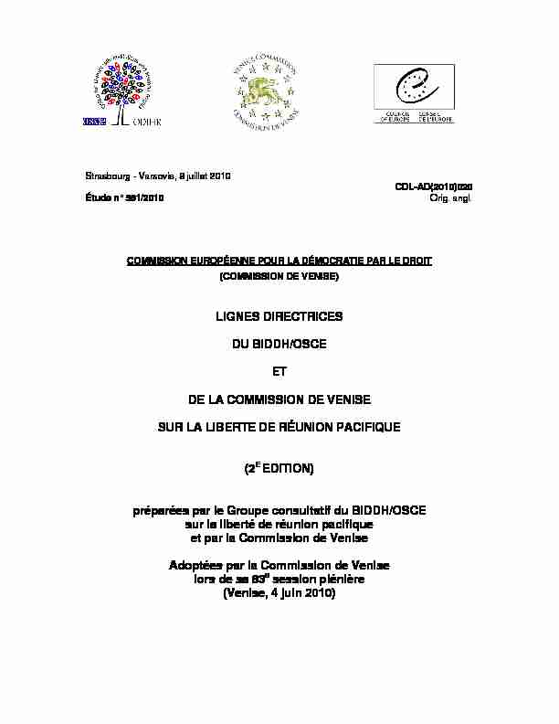 LIGNES DIRECTRICES DU BIDDH/OSCE ET DE LA COMMISSION