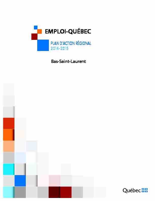 Plan daction régional 2014-2015 - Bas-Saint-Laurent