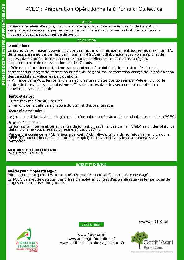 [PDF] Préparation Opérationnelle à lEmploi Collective - Chambre d