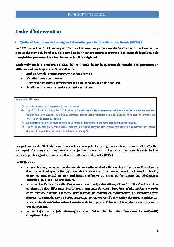 PRITH Occitanie 2017 2021 cadre intervention