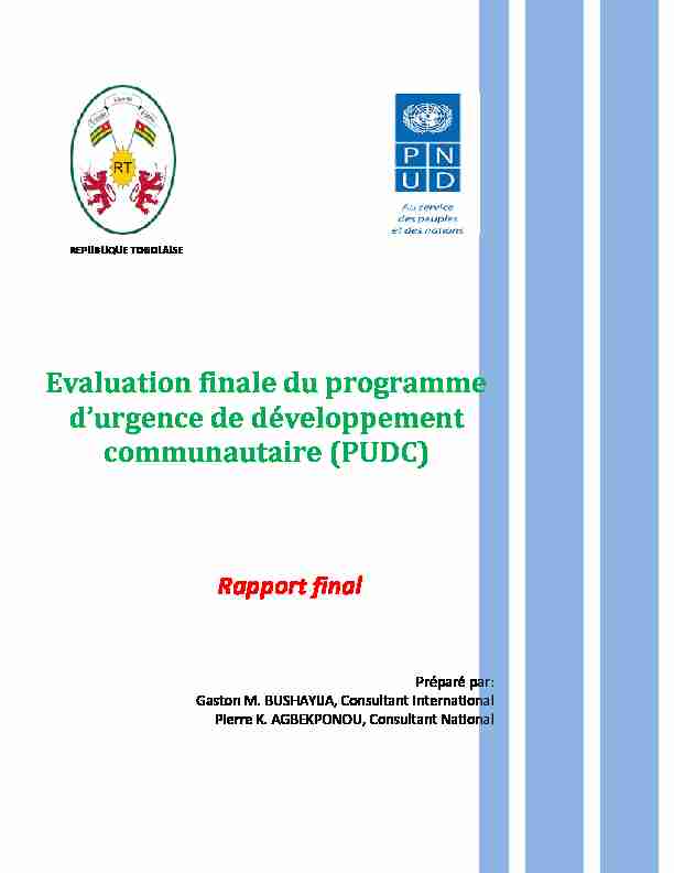 Evaluation finale du programme durgence de développement