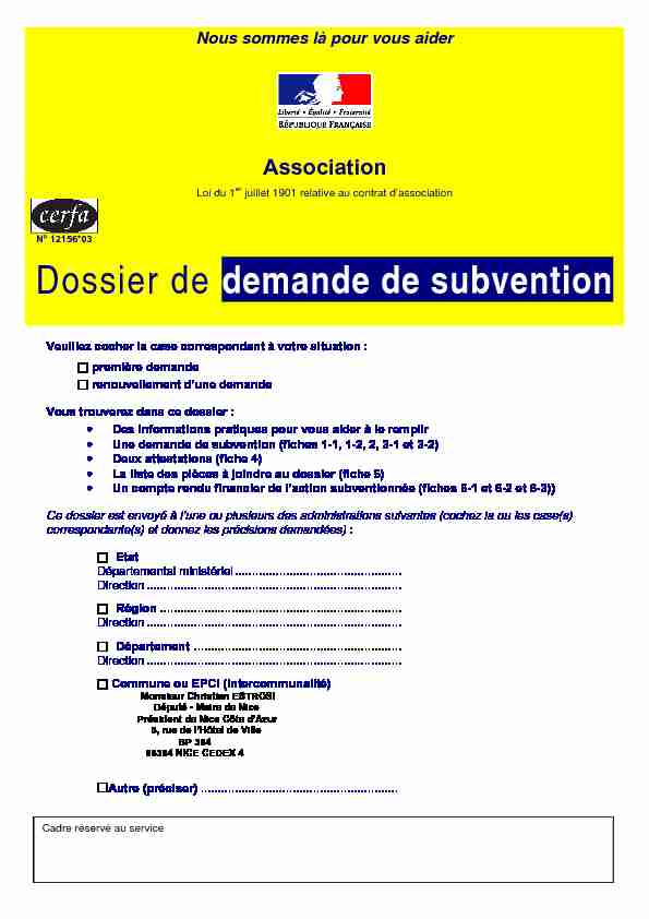 [PDF] Dossier de demande de subvention - Ville de Nice