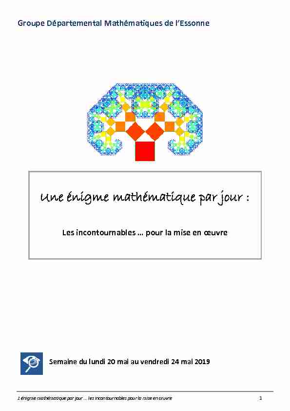 Searches related to une énigme par jour cycle 3 semaine des maths 2012