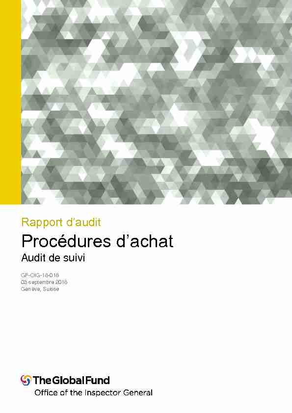 Rapport daudit - Procédures dachat