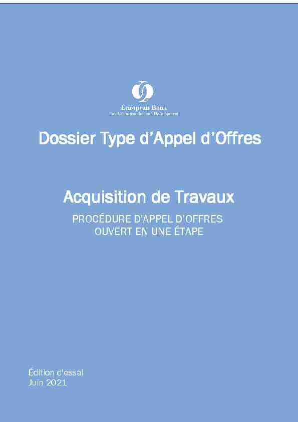 Dossier Type dAppel dOffres Acquisition de Travaux