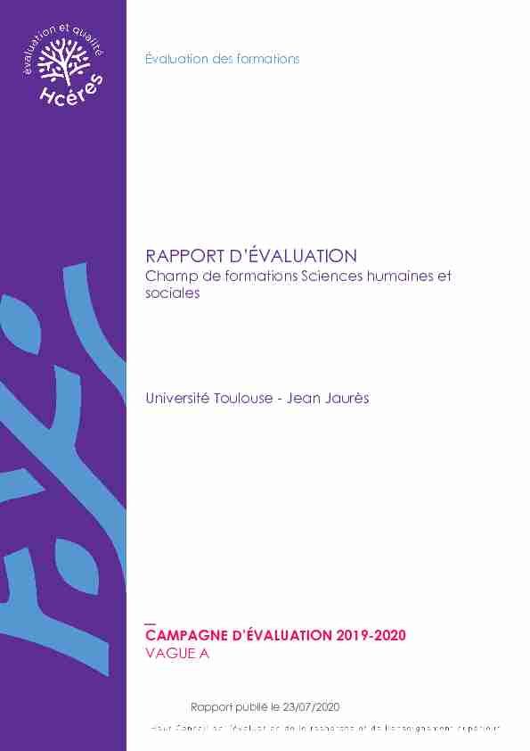 Rapport dévaluation - Université Toulouse - Jean Jaurès