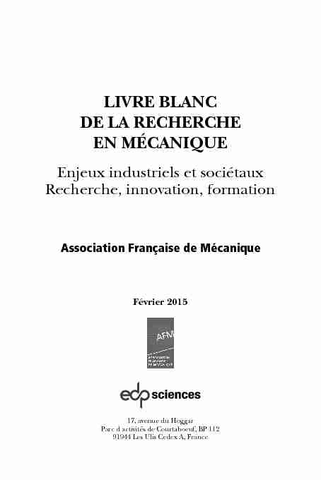 [PDF] LIVRE BLANC DE LA RECHERCHE EN MÉCANIQUE - EDP Open