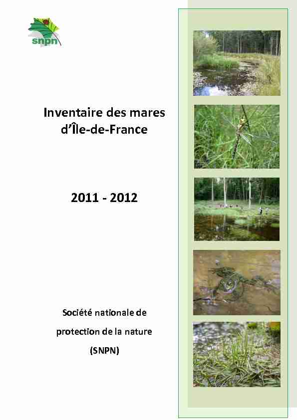 Inventaire des mares dÎle-de-France 2011 - 2012