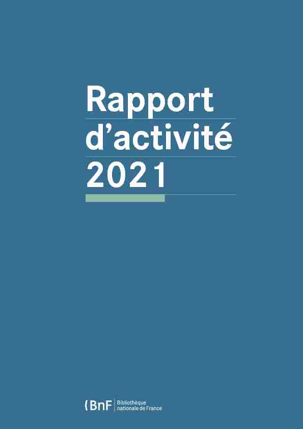 Rapport dactivité 2021 de la Bibliothèque nationale de France