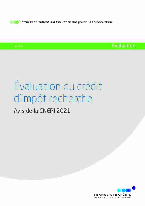 Évaluation du Crédit dimpôt recherche - Avis de la CNEPI 2021