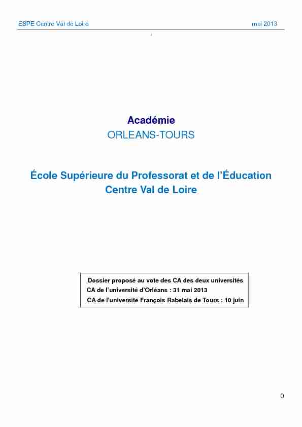 Académie - ORLEANS-TOURS École Supérieure du Professorat et