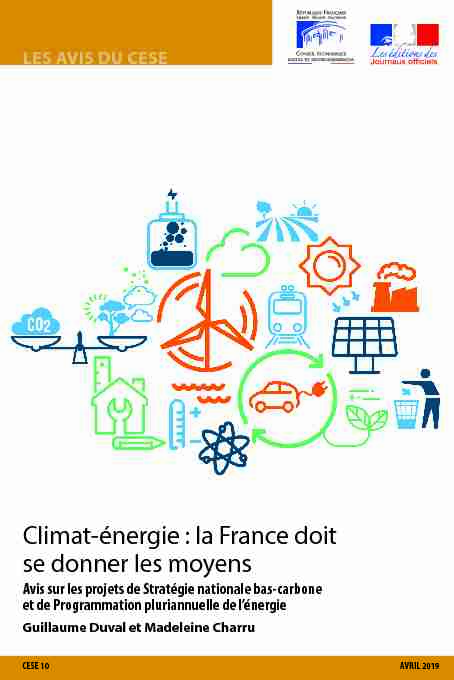 Climat-énergie : la France doit se donner les moyens. Avis sur les