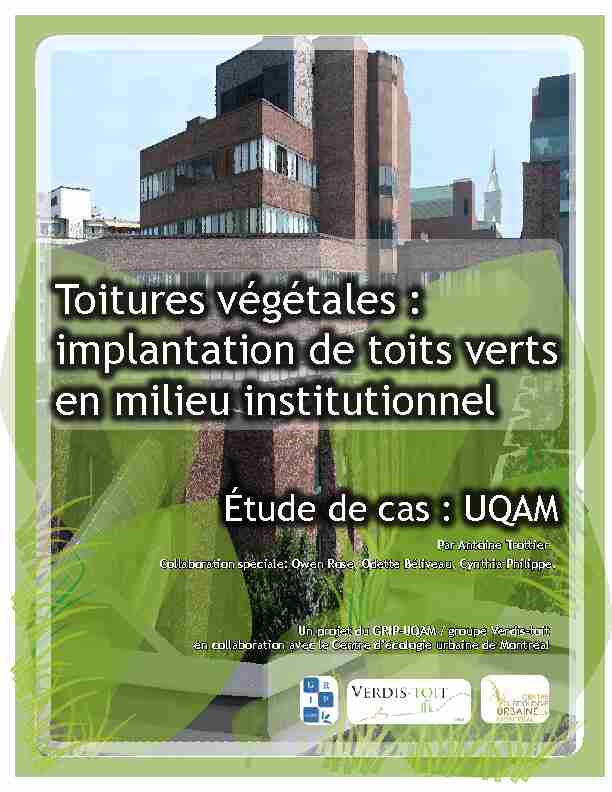 Toitures végétales : implantation de toits verts en milieu institutionnel