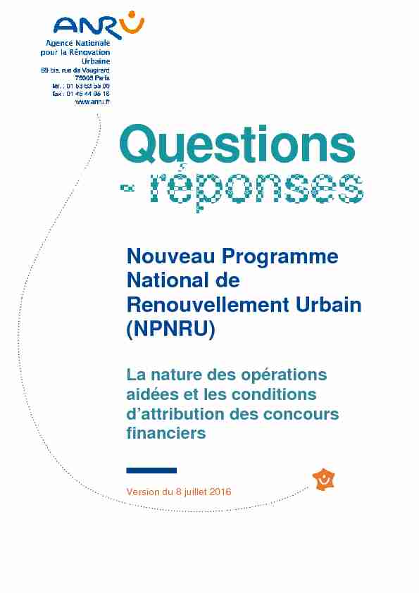 Nouveau Programme National de Renouvellement Urbain (NPNRU)
