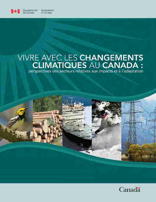 Vivre avec les changements climatiques au Canada : perspectives
