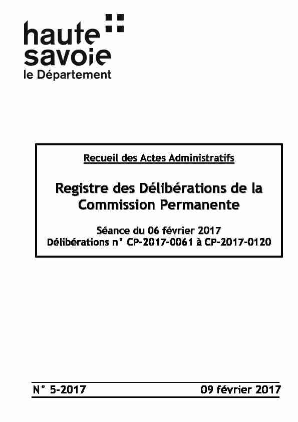 Registre des délibérations de la Commission Permanente du 06