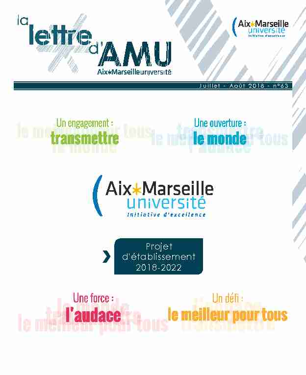 [PDF] Projet détablissement 2018-2022 - Aix-Marseille Université