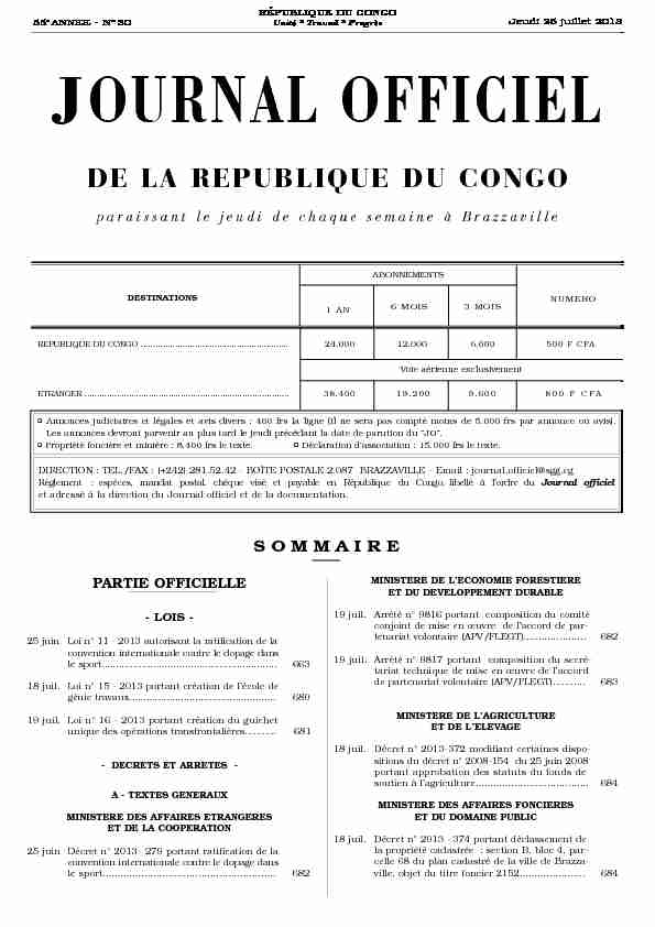 JO Congo (www.droit-afrique.com) - Brazzaville