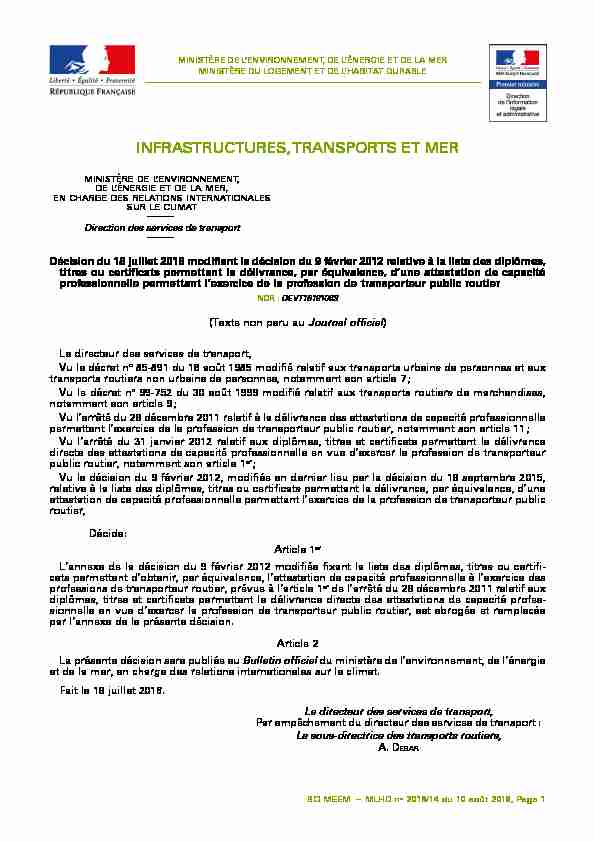 InfrastructurEs transPOrts Et MEr