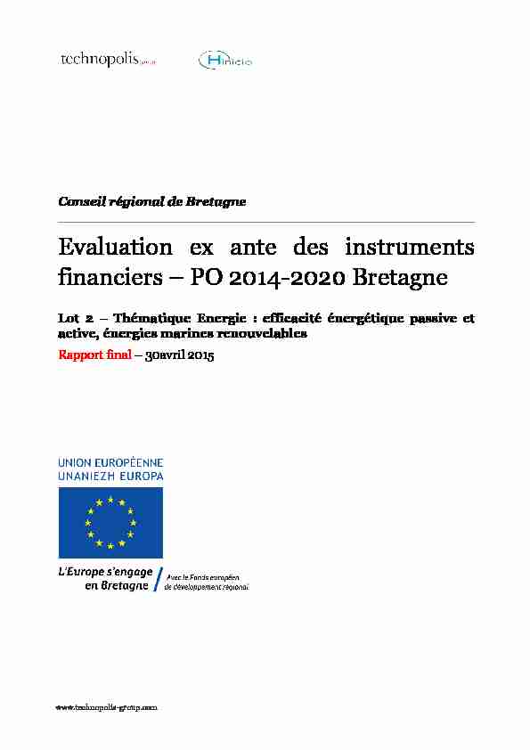[PDF] Evaluation ex ante des instruments financiers - Région Bretagne