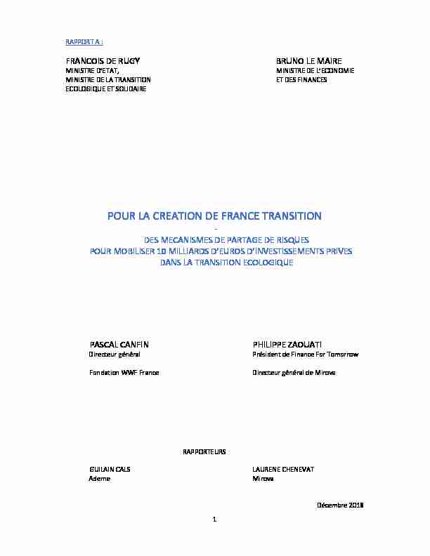 [PDF] POUR LA CREATION DE FRANCE TRANSITION - Actu