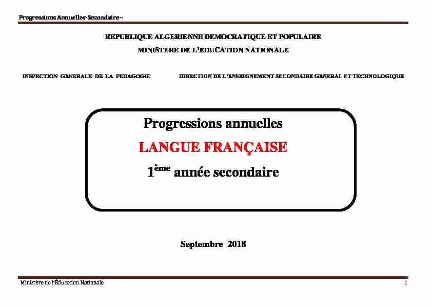 [PDF] Progressions annuelles LANGUE FRANÇAISE 1 année secondaire
