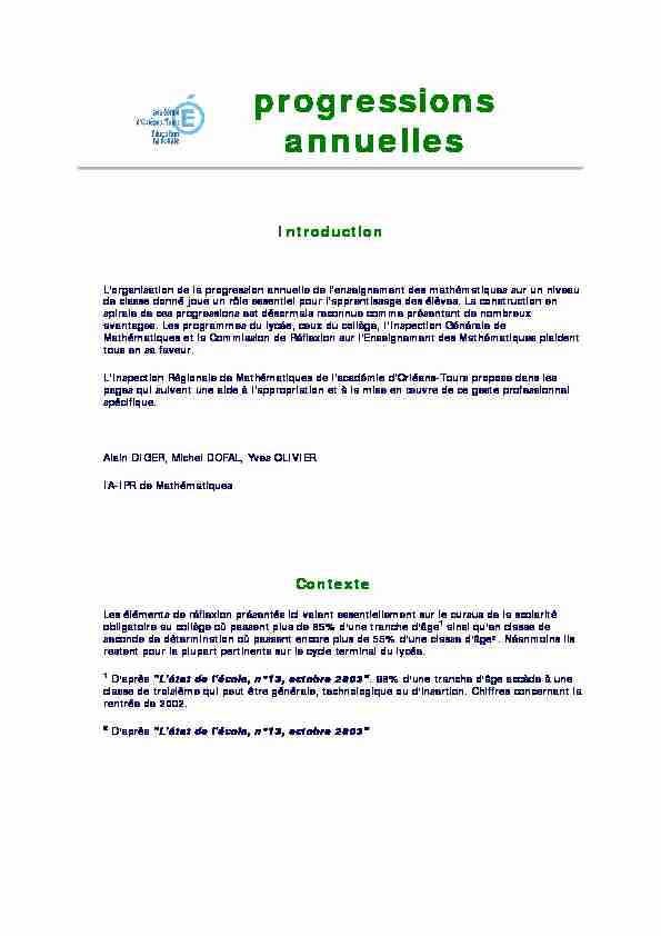 [PDF] progressions annuelles - Académie dOrléans-Tours  Portail