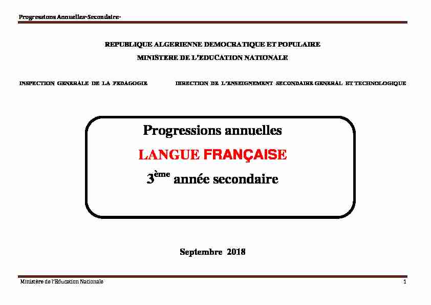 [PDF] Progressions annuelles LANGUE FRANÇAISE 3 année secondaire