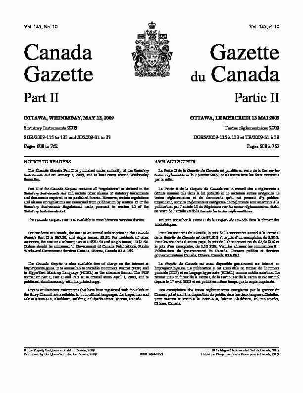 Canada Gazette Part II
