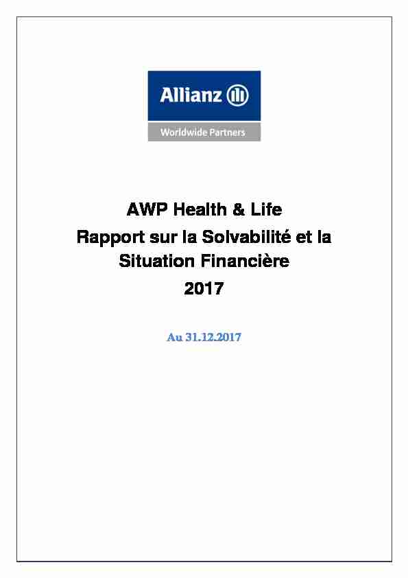 AWP Health & Life Rapport sur la Solvabilité et la Situation