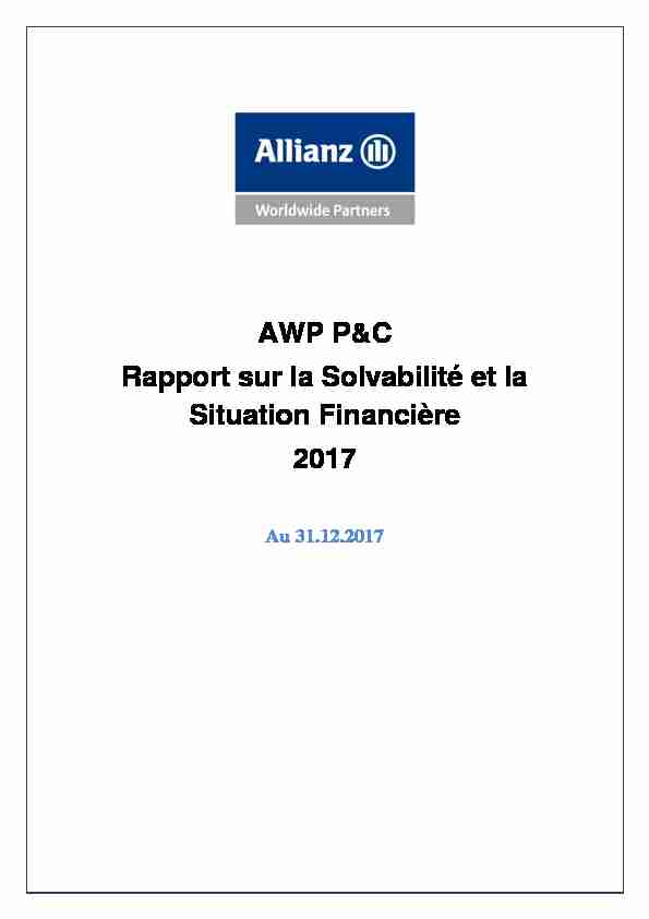 AWP P&C Rapport sur la Solvabilité et la Situation Financière 2017