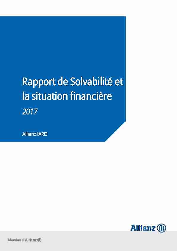 Rapport de Solvabilité et la situation financière- 2017
