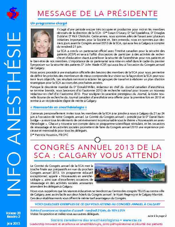 [PDF] IN FO ANE ST H é SIE - Canadian Anesthesiologists Society