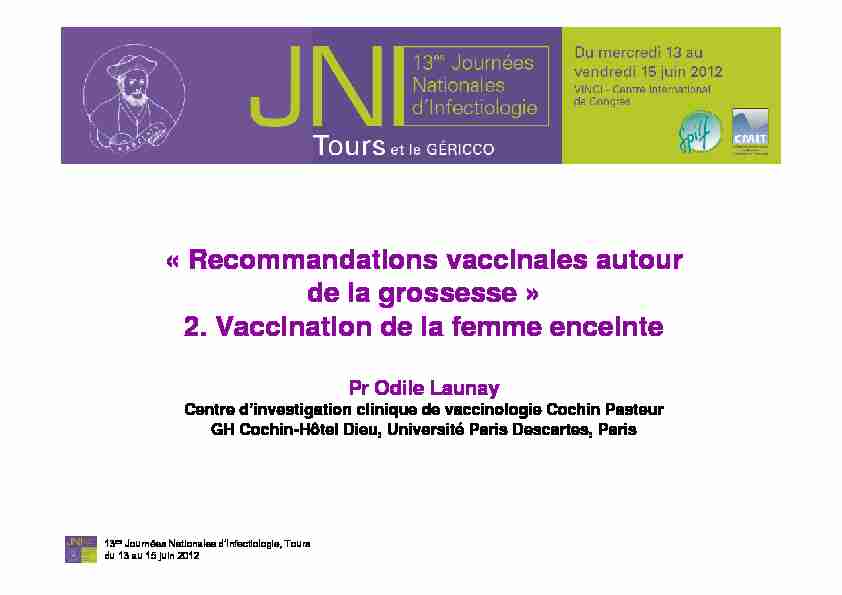 Recommandations vaccinales autour de la grossesse » 2